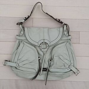 Hype Women's Buckle Closures Silver-tone Hardware Flap  Shoulder Bag Green